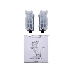 Williams Sonoma Corgi Ice Molds Set of 2 3D Silicone Whiskey Cocktail Ice Cubes